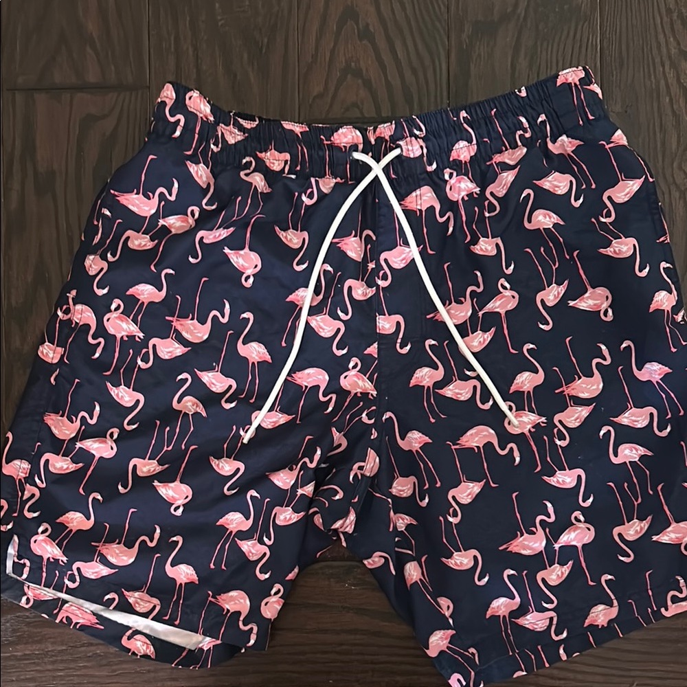 Old Navy Blue and Pink Athletic Shorts with Flamingo Print
